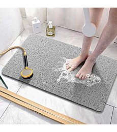 Asvin Soft Textured Bath, Shower, Tub Mat, 24x16 Inch, Phthalate Free, Non Slip Comfort Bathtub Mats with Drain, PVC Loofah Bathroom Mats for Wet Areas, Quick Drying