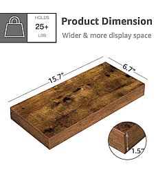 QEEIG Floating Shelves (Set of 3) in Rustic Brown