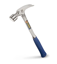 Estwing - ESTE324S Framing Hammer - 24 oz Long Handle Straight Rip Claw with Smooth Face & Shock Reduction Grip - E3-24S Silver