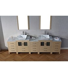 Virtu USA KD-700110-WM-LO Modern 11-Inch Double Sink Bathroom Vanity Set with Polished Chrome Faucet, Light Oak