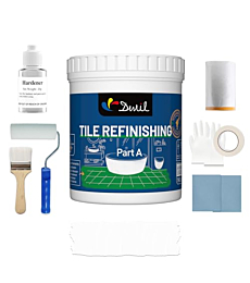 DWIL Tub Paint Tub and Tile Refinishing Kit - Water Based&Low Odor Bathtub Paint White with Tools, Tile Paint Easy Cover Sink Paint Tub Paint, Bathroom Tile Paint kit Semi-Gloss White 1KG/50-55sq.ft