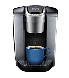 K-Elite Single Serve Coffee Maker in Brushed Silver.