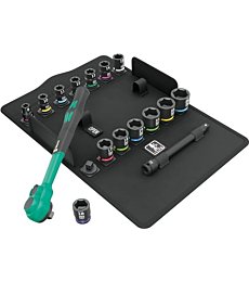 WERA - 05005530001-8100 SB 12 Zyklop Comfort Ratchet Set, reversing Lever, 3/8" Drive, Metric, 16 Pieces