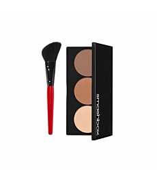 Smashbox Step-By-Step Contour, Highlighter, & Bronzer Face Palette with Angled Brush, Light/Medium