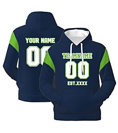 Custom Football Hoodie Sports Fan Jersey Design Your Own Name Number Hoodies Personalized Sweatshirts