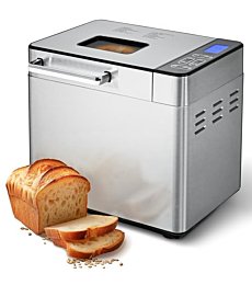 EUHOMY Bread Maker Machine 2LB Breadmaker with 13 Programs for 3 Loaf Sizes & 3 Crust Colors, Bread Machine Maker with Fruit and Nut Dispenser, Nonstick Pan, Dough Maker Ideal for Gifts, Gluten Free