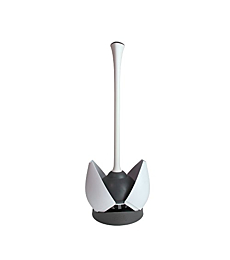 Clorox Toilet Plunger with Hideaway Storage Caddy, 6.5” x 6.5” x 16.5”, White/Gray