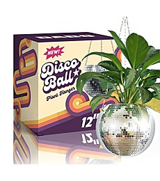 DADO 12" Disco Ball Planter - Disco Planter for Indoor Plants- Disco Ball Plant Hanger - Unique Plant pots - Boho Disco Ball Hanging Planter - Planters for Indoor Plants