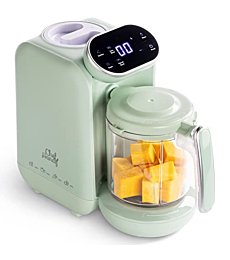 Baby Food Maker | Baby Food Processor with Steaming Basket | Baby Steamer, Blender, and Puree Maker | Milk Warmer Machine | Auto Cooking & Grinding | Touch Screen Control (Green)