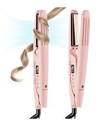 MiroPure 360° Airflow Styler Curling Iron, Titanium Flat Iron Hair Straightener and Curler 2 in 1, Professional Curing Wand with Ionic Aroma Cool Air, 13 Adjustable Temps, Dual Voltage for Long Hair