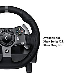 Logitech G920 Driving Force Racing Wheel and Floor Pedals, Real Force Feedback, Stainless Steel Paddle Shifters, Leather Steering Wheel Cover for Xbox Series X|S, Xbox One, PC, Mac - Black