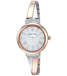 Anne Klein Women's AK/2245RTST Premium Crystal Accented Rose Gold-Tone and Silver-Tone Bangle Watch and Bracelet Set