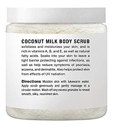 Majestic Pure Coconut Milk Body Scrub, Anti Cellulite & Exfoliator, Natural Skin Care Formula Helps with Stretch Marks, Eczema, Acne and Varicose Veins, 12 Oz