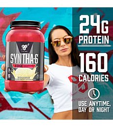 BSN SYNTHA-6 Edge Protein Powder, with Hydrolyzed Whey, Micellar Casein, Milk Protein Isolate, Low Sugar, 24g Protein, Vanilla Milkshake, 48 Servings