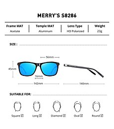 MERRY'S Unisex Polarized Aluminum Sunglasses Vintage Sun Glasses For Men/Women S8286 (Blue, 56)