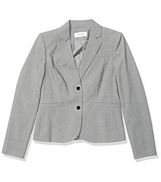 Calvin Klein Women's Two Button Lux Blazer (Petite, Standard, & Plus), Tin, 6