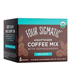 Organic Instant Coffee Powder by Four Sigmatic | Arabica Instant Coffee Singles with Adaptogens | Ashwagandha, Holy Basil, Eleuthero and Chaga for Stress Reduction and Immune Support | 10 Packets