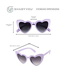 ShadyVEU Trendy Heart Shaped Love Colorful Baby Girl Toddler Ages 2-6 Yrs. Oversize Kids Sunglasses (Pink, Black Lens)