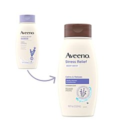 Aveeno Stress Relief Body Wash Calms & Relaxes with Lavender, chamomile & ylang ylang Lavender Scented 18 fl. Oz