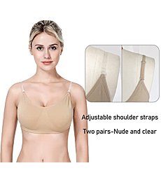 MOLLDAN Professional Ballet Dance Bras for Women&Girls Seamless Freebra with Adjustable Clear Straps No Sponge （QT8B13