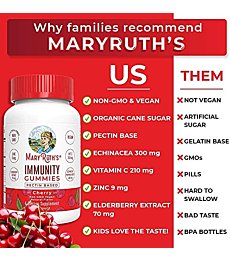 Mary Ruth's 5-1 Immunity Gummies with Elderberry for Kids & Adults | Cherry | Pectin Based | Vegan | 90 Count