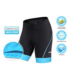 Santic Women's Cycling Shorts 4D Gel Spin Bike Classes Padding Plus Size Black-Blue