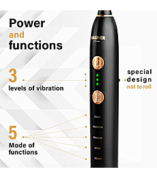 Wagner & Stern WHITEN+ Edition. Smart Electric Toothbrush with Pressure Sensor. 5 Brushing Modes and 3 Intensity Levels, 8 Dupont Bristles, Premium Travel Case