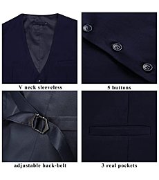 Enlision Men's Suit Vest in Navy Blue - Sharpens your formal look.