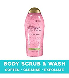 OGX Pink Sea Salt & Rosewater Gentle Soothing Body Scrub, Light Exfoliating Body Wash, Sulfate-Free, 19.5 Ounce, 1.0 Count