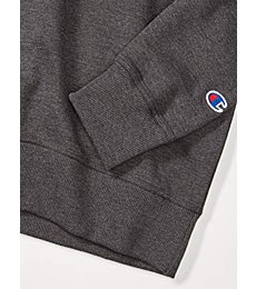 Champion Men's Powerblend Fleece Crew, Left Chest Script, Granite Heather, MEDIUM