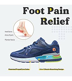 FitVille Extra Wide Walking Shoes for Men Wide Width Sneakers for Flat Feet Arch Fit Heel Pain Relief - Rebound Core (13 X-Wide, Majolica Blue)