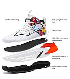 Boys Basketball Shoes Comfortable Kids Sneakers Youth Mid-top Slip-on Girls Running Shoes Lightweight Kids Shoes High-Top Outdoor Trainers for Unisex Kids Durable Sport Shoes White Red big kid size 4