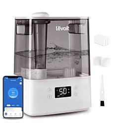 LEVOIT Smart Humidifiers for Bedroom Large Room Home,(6L) Cool Mist Top Fill Essential Oil Diffuser for Baby & Plants,Smart App & Voice Control, Rapid Humidification & Auto Mode-Quiet Sleep Mode, Gray