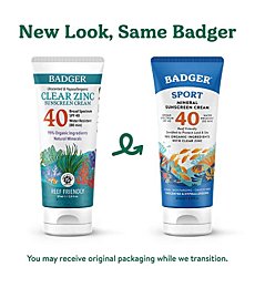 Badger SPF 40 Sport Mineral Sunscreen Cream - Reef-Friendly Broad-Spectrum Water-Resistant Sport Sunscreen with Zinc Oxide - Unscented, 2.9 oz