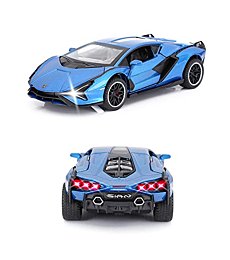 Toy Cars Sian FKP3 Metal Model Car with Light and Sound Pull Back Toy Car for Boys Age 3 + Year Old (Blue)