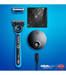 Gillette Heated Razor for Men, Bugatti Limited Edition Shave Kit by GilletteLabs, 1 Handle, 2 Razor Blade Refills, 1 Cleaning Cloth, 1 Charging Dock