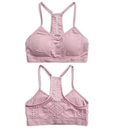 bebe Girls Seamless Racerback Sports Bra with Removable Pads (4 Pack), Size Large, White Out/Light Mauve