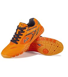 Womens Mens Lightweight Sneaker Fashion Indoor Court Shoes Suitable for Pickleball, Badminton, Table Tennis, Volleyball (Orange 805, 44)