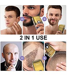 Hatteker Triple Blades Foil Shaver Electric Shaver Razor for Men Close Bald Head Barber Shaver Trimmer Waterproof Wet & Dry, Cordless, Gold