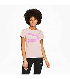 PUMA Women's Classics Logo Tee, Chalk Pink, X-Small