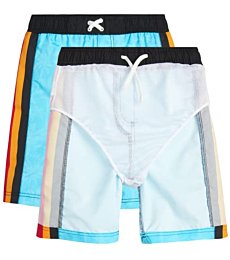 iXtreme Boys' Rash Guard Set - 2 Piece UPF 50+ Quick Dry Swim Shirt and Bathing Suit (12M-18), Size 12 Months, Aqua Rainbow Surf