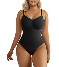 SHAPERX Women's Shapewear Bodysuit Tummy Control Body Shaper Seamless Sculpting Snatched Waist Body Suit,SZ5215-Black-XXS/XS