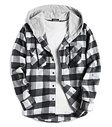 COOFANDY Men's Fashion Hoodies & Sweatshirts Button Up Checkered Shirt Lightweight Jackets