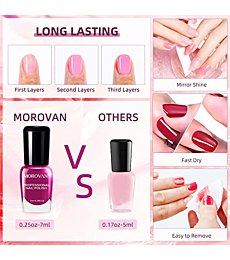 Morovan Nail Polish Set - Quick Dry Nail Polish 0.25oz Non Toxic Nail Polish 15 Color Pink Series Nail Polish Glossy and Trendy for DIY Nail Art Manicure at Home Salon