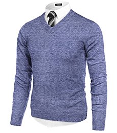 COOFANDY Men's V Neck Fashion Sweater Lightweight Knit Business Thin Fall Jumper