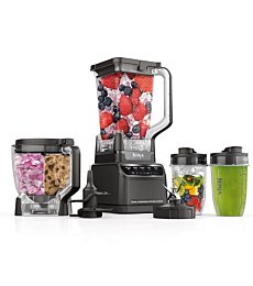 Ninja Blender, Kitchen System for-Smoothie, Frozen, Extract, Chop & Dough, Pitcher, 8-cup Food Processor Bowl, Smoothie Cup, Ninja Total Crushing, 1200 Watt, BPA Free, Dark Grey, BR601AMZ