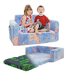 Extra wide kids couch with comfortable seating for playtime fun.