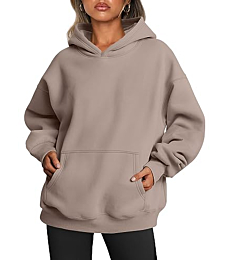 Trendy Queen Womens Oversized Hoodies Fleece Sweatshirts Long Sleeve Sweaters Pullover Fall Outfits CoffeeGrey XS