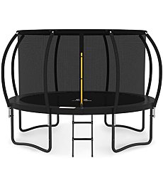 JUMPZYLLA Trampoline 8FT 10FT 12FT 14FT 15FT 16FT Trampoline Outdoor with Enclosure - Recreational Trampolines with Ladder and Galvanized Anti-Rust Coating, ASTM Approval- Outdoor Trampoline for Kids