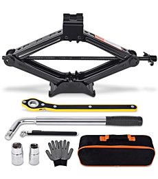 Car Jack Kit Scissor Jack for Car 2 Ton (4409 lbs) Tire Jack Tool Kit Universal Car Emergency Kit with Lug Wrench Tire Changing Kit for Car SUV MPV